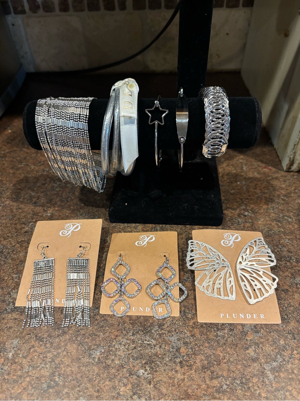 🌈Plunder Silver Multi-Piece Earring & Bracelet Set